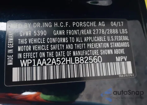 2017 Porsche Macan from USA, damaged, VIN WP1AA2A52HLB82H60